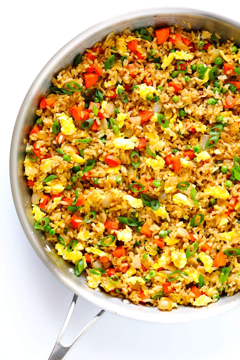 Fried rice is one recipe you can make from pantry staples that your kids will actually eat. 