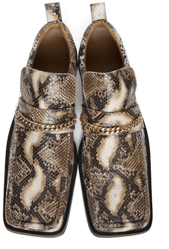 Brown Snake Square Toe Boot Loafers