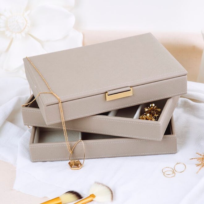 Stackable Jewelry Box with Metal Tab