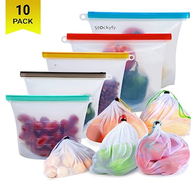 Stockyfy Reusable Silicone Food Storage Bags (Set Of 10)