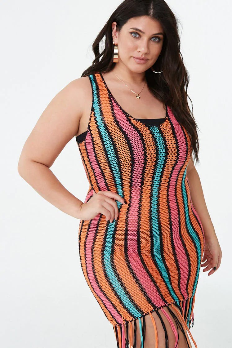 Forever 21 Plus Size Striped Open-Knit Dress