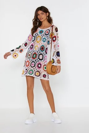 Nasty Gal Bright of Way Multicolored Crochet Dress