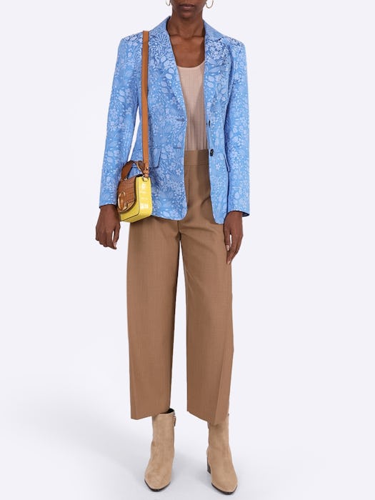 Floral Jacquard Blazer, Blue