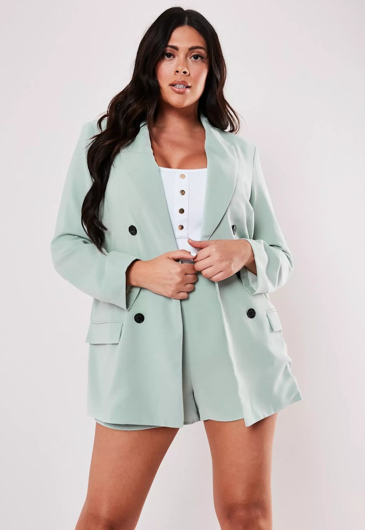 Missguided Plus Size Mint Co Ord Oversized Button Front Blazer