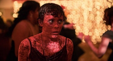 Sophia Lillis as Sydney Novak in I Am Not Okay With This covered with red paint
