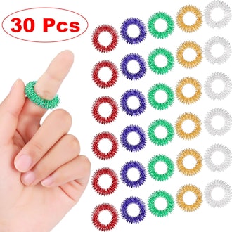 Blulu Spiky Sensory Finger Rings (30 Pieces)