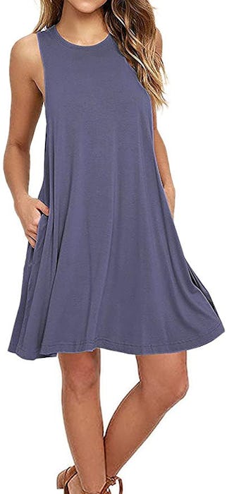 AUSELILY Women's Sleeveless Casual T-Shirt Dress