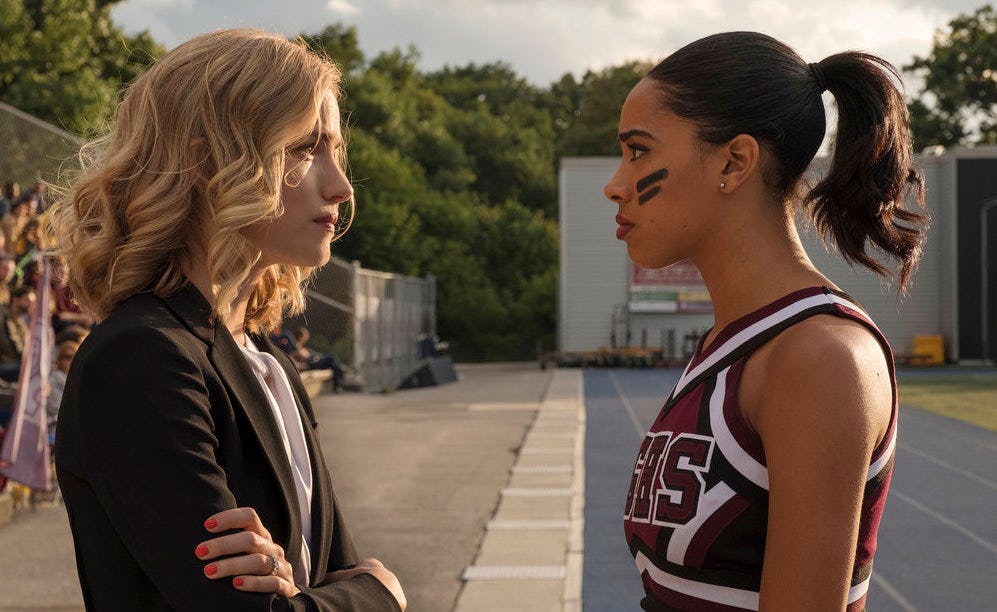 Willa Fitzgerald as Collette French and Herizen Guardiola as Addy Hanlon in 'Dare Me'