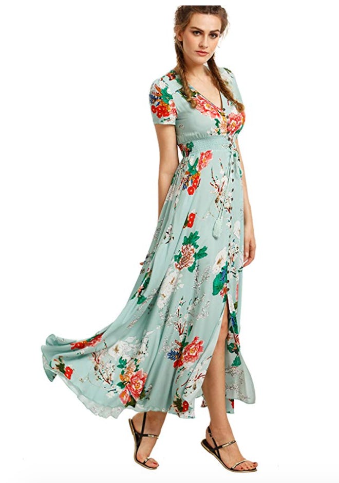 Milumia Women's Floral Print Button Up Maxi Dress