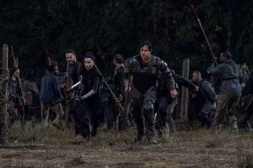 Ross Marquand as Aaron, Christian Serratos as Rosita Espinosa, and Josh McDermitt as Dr. Eugene Port...