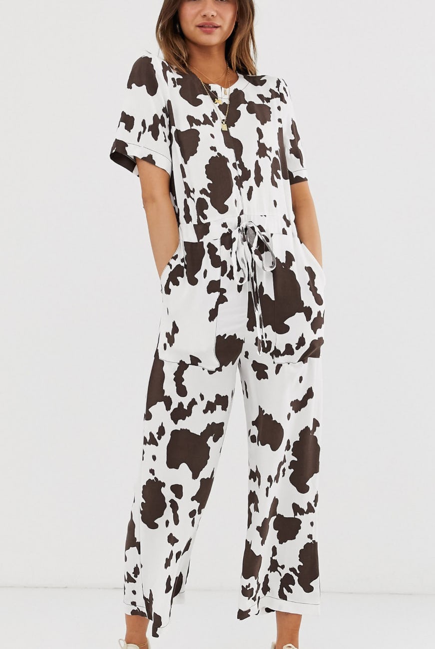 asos cow print dress