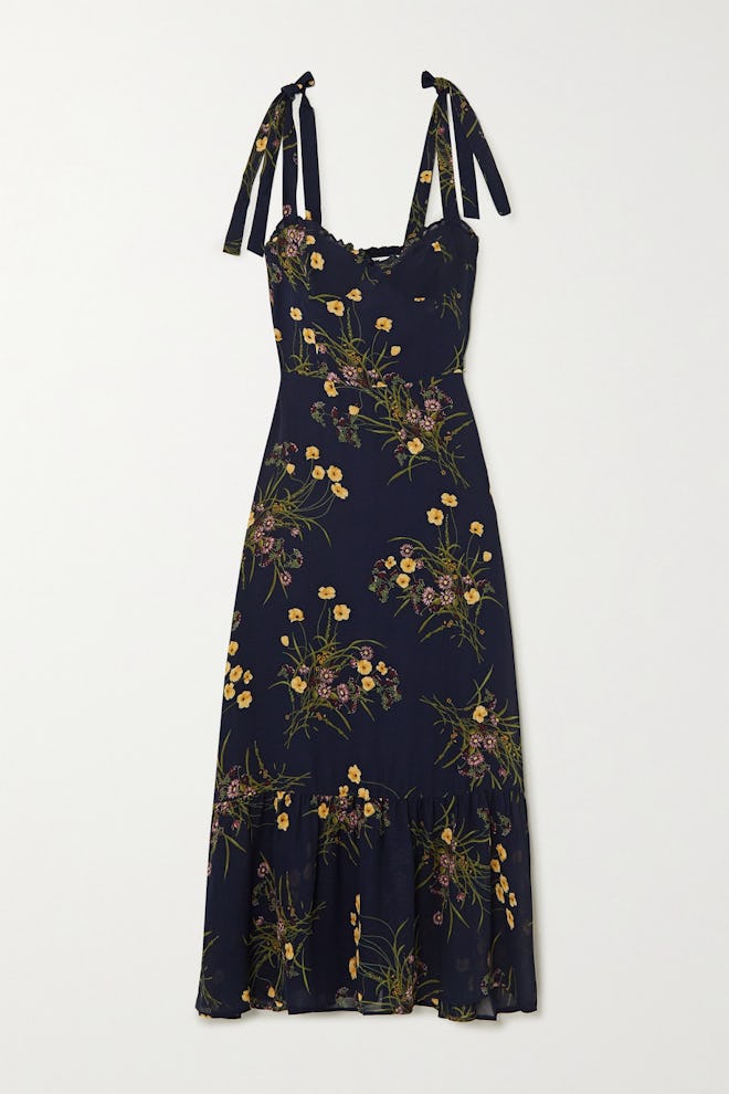 Reformation Nikita Ruffled Floral-Print Georgette Midi Dress