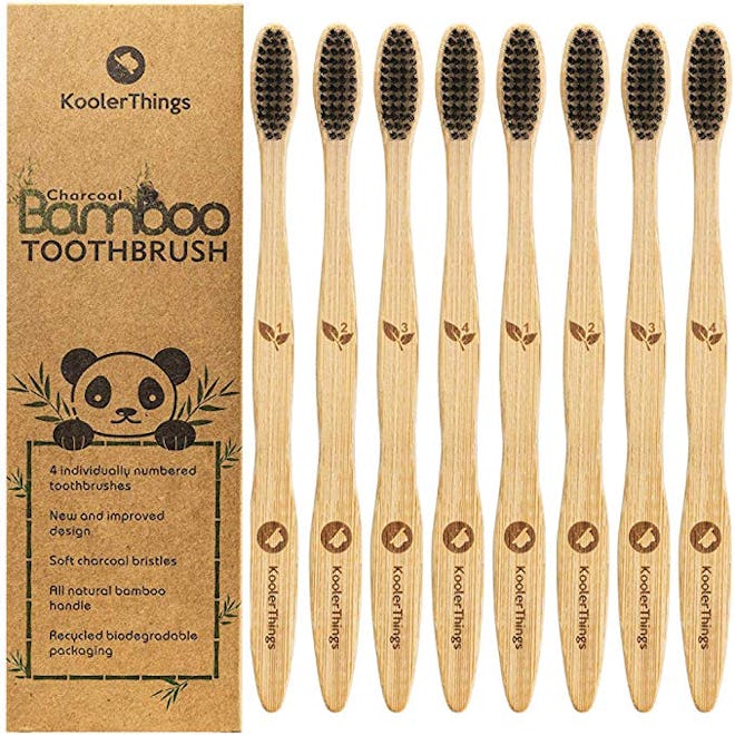 Biodegradable Natural Charcoal Bamboo Toothbrushes (8-Pack)