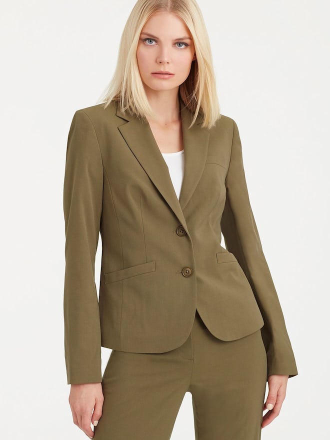 Washable Cropped Two-Button Jacket