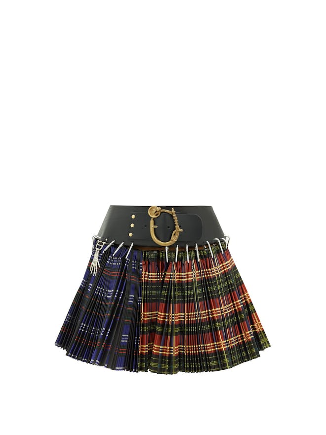 Pleated Tartan-Check Wool-Blend Mini Skirt