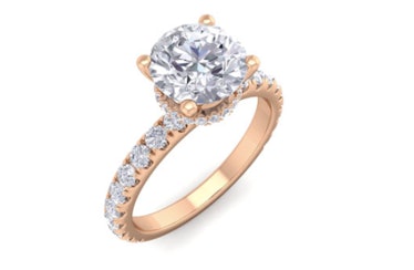 2 Carat Round Shape Hidden Halo Moissanite Engagement Ring In 14 Karat Rose Gold