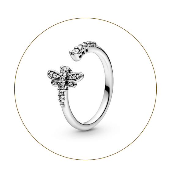 Sparkling Dragonfly Open Ring