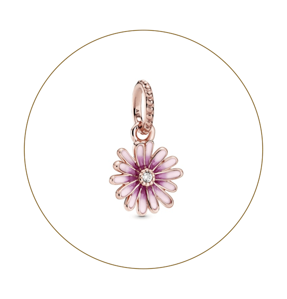 Pink Daisy Flower Dangle Charm