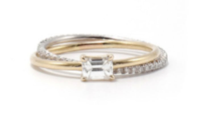 Emerald Cut Diamond Pave Rolling Ring