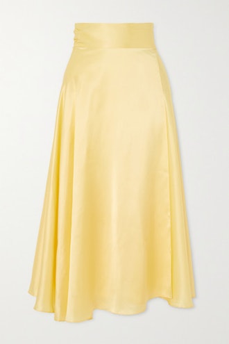 Silk-Satin Wrap Midi Skirt