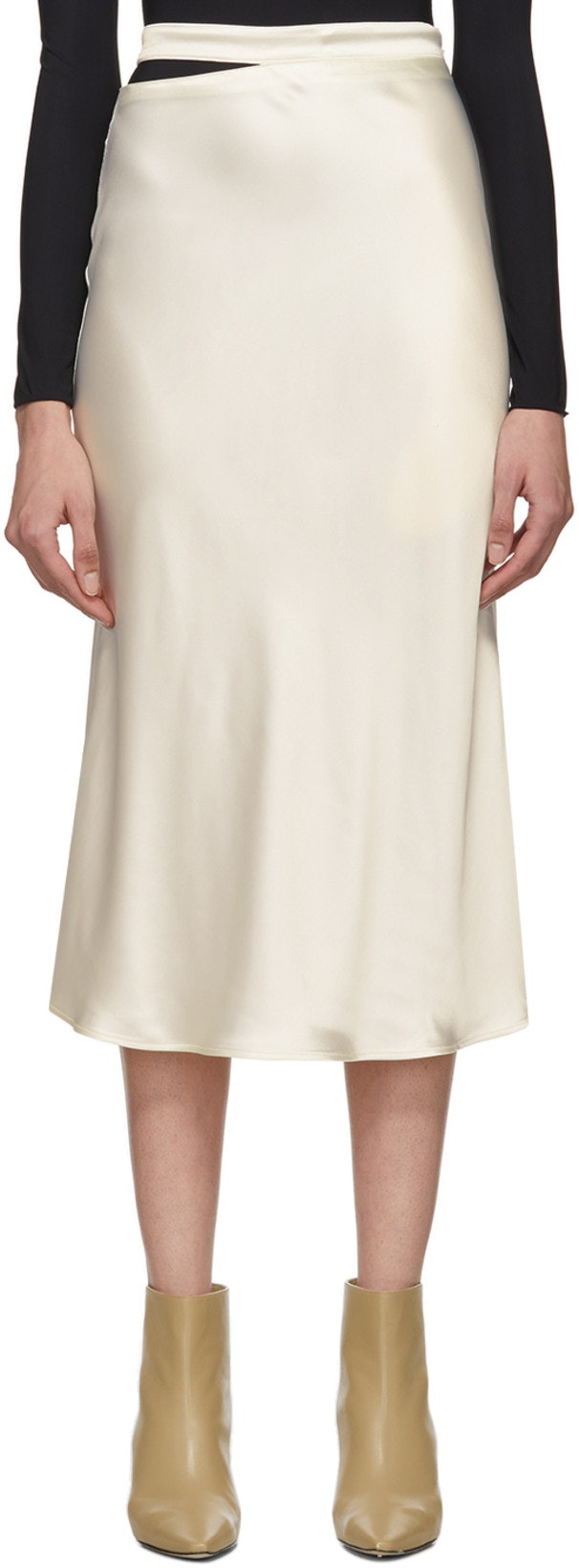 silk slip skirt midi