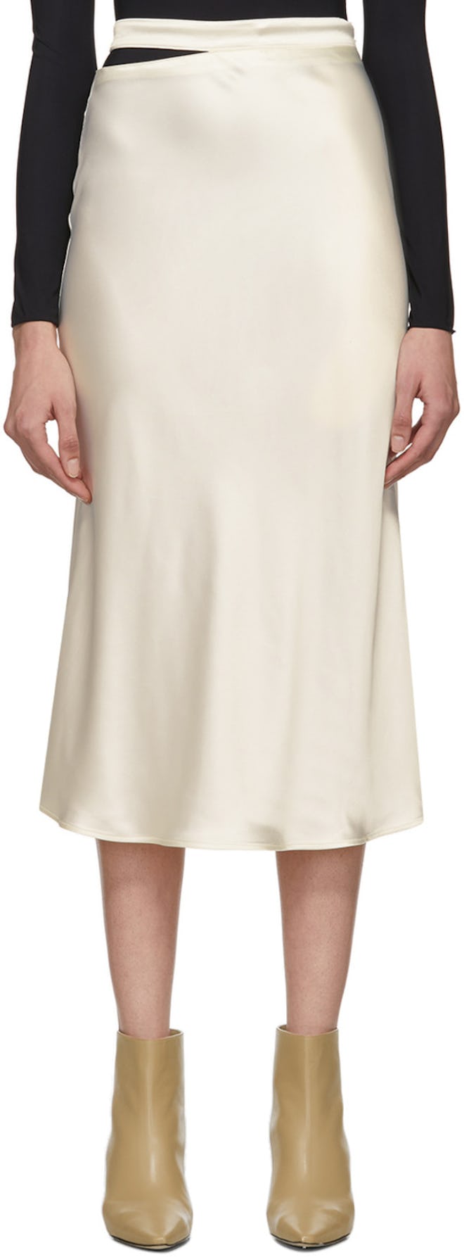 Off-White Satin Skirt