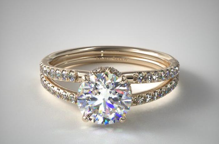 14K YELLOW GOLD SPLIT SHANK RIBBON ENGAGEMENT RING