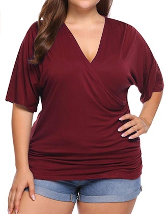 IN'VOLAND Womens Plus Size V Neck Blouse