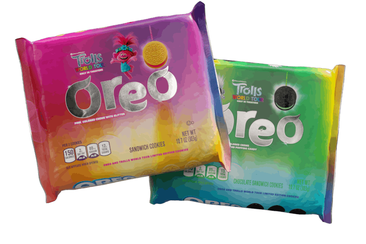 These New 'Trolls World Tour' Oreo Flavors include pink and green fillings.