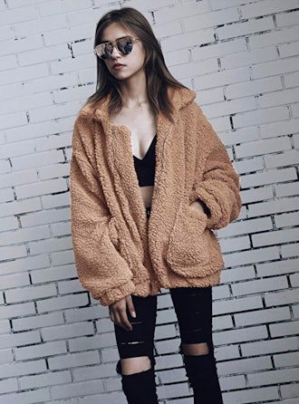 ECOWISH Faux Shearling Oversized Jacket