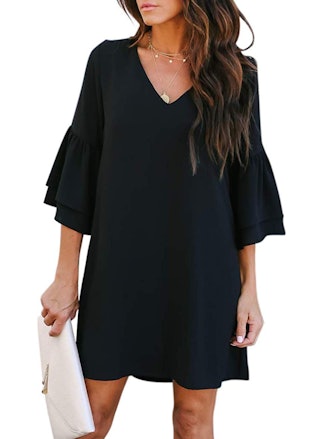 BELONGSCI V-Neck Bell Sleeve Dress