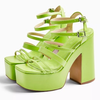 Rapid Lime Green Strap Platform Shoes