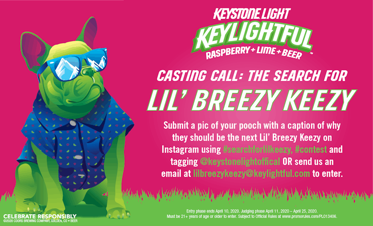 Keystone Light's Keylightful Dog Search Contest includes a year's worth of beer.