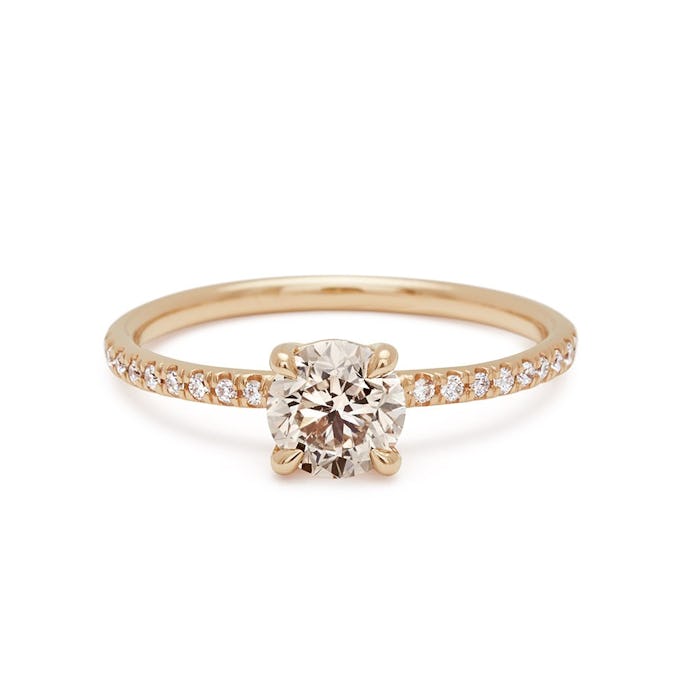 Eleonore Delicate Pave Ring Yellow Gold & Champagne Diamond (0.71CT)
