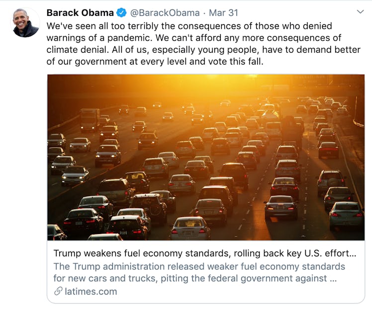 Tweet of Barack Obama about those who denied pandemic warnings 
