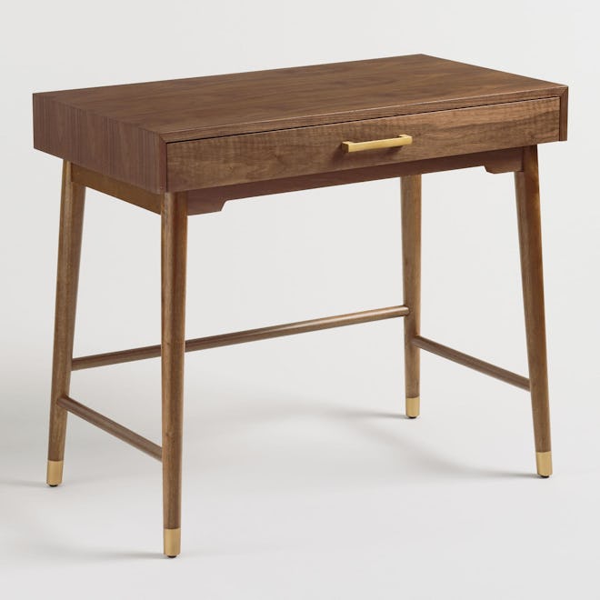 Brown And Gold Walnut Zola Desk