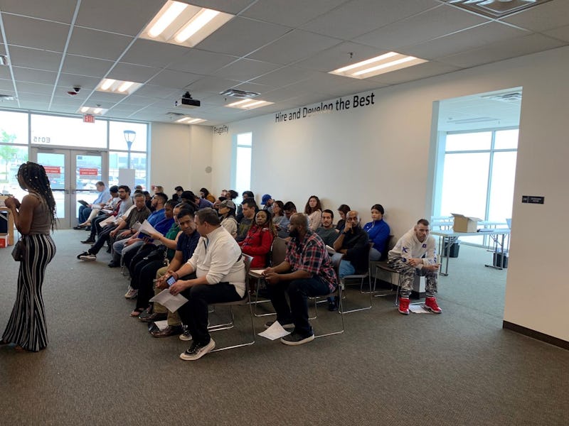 Amazon employees at an orientation in Dallas last month. 