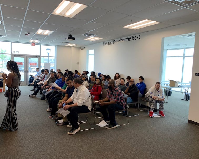 Amazon employees at an orientation in Dallas last month. 