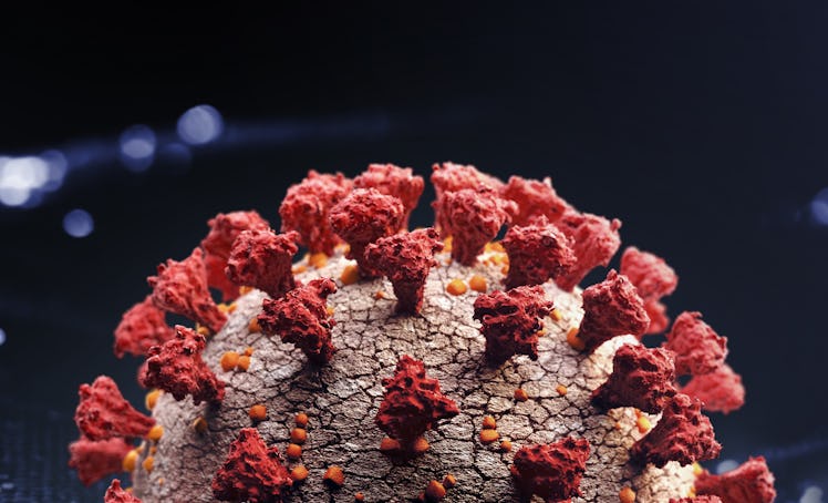 A close-up of a Covid-19 virus.