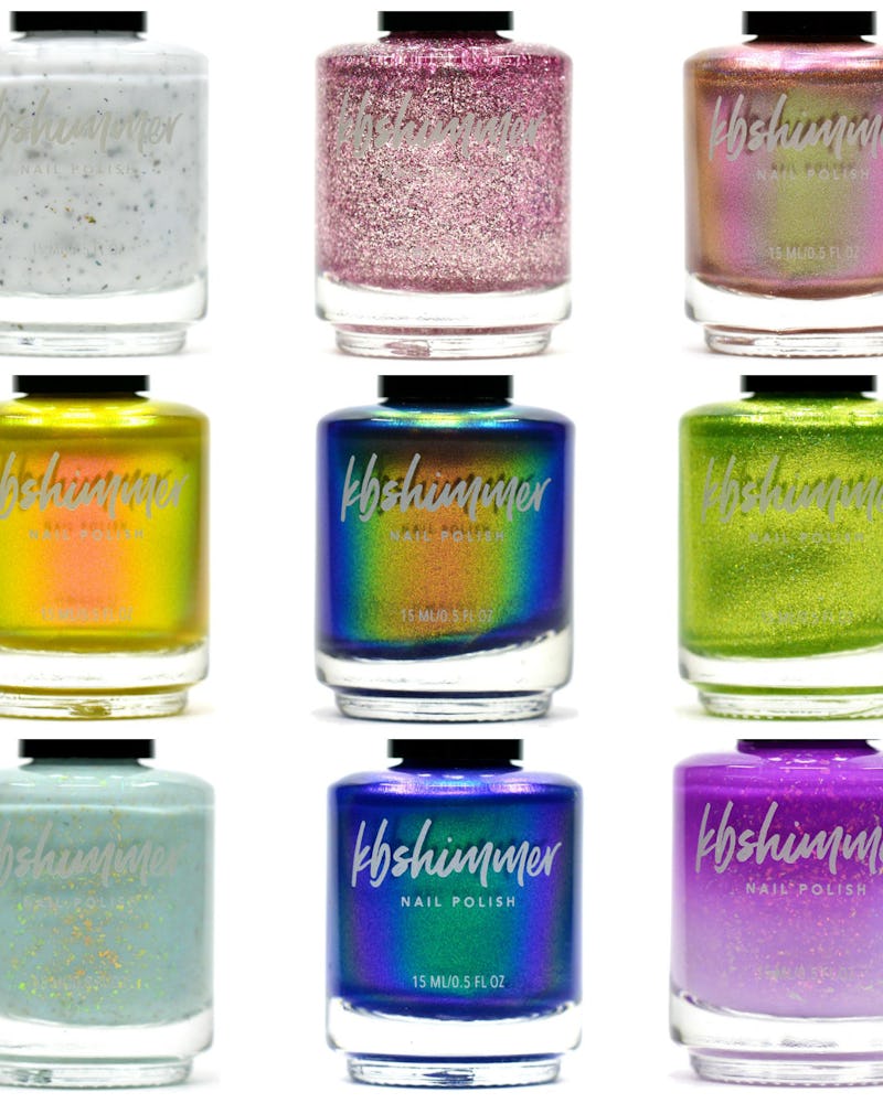 There are nine shimmery nail polishes that are part of the new KBShimmer collection