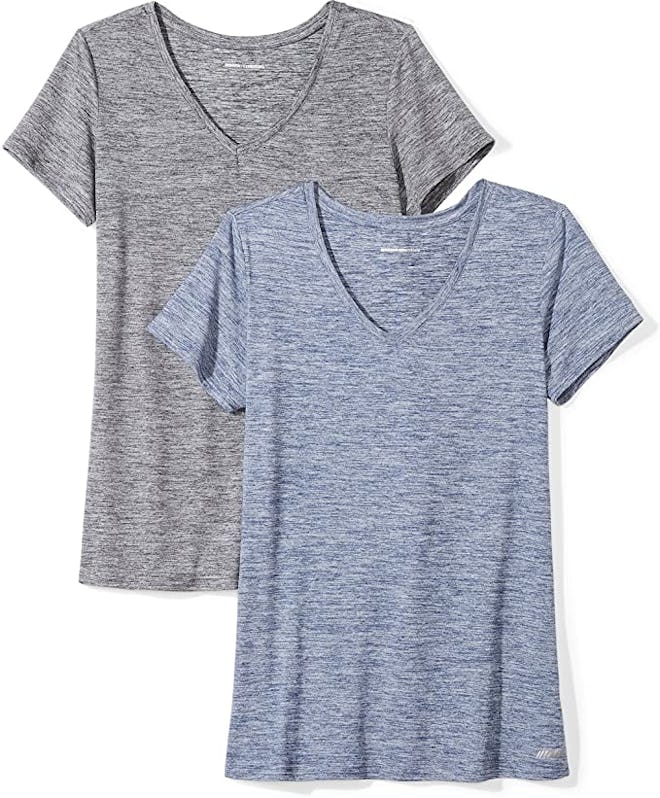 Amazon Essentials Women's Tech Stretch V-Neck T-Shirt (2-Pack)