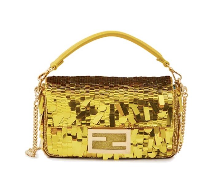 Baguette sequinned hand bag