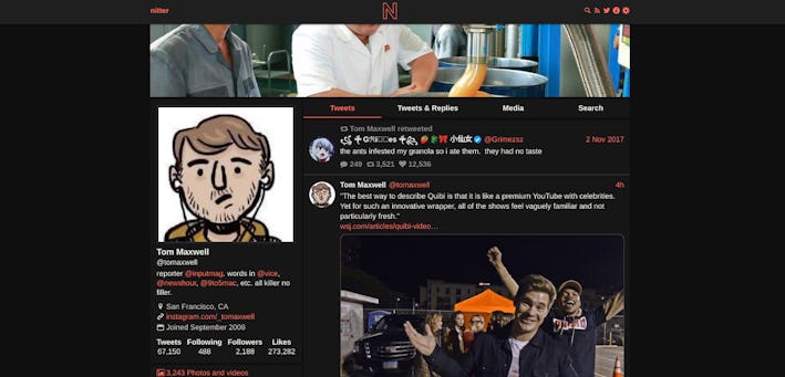 Nitter is a new front-end for Twitter that helps hide you from advertisers
