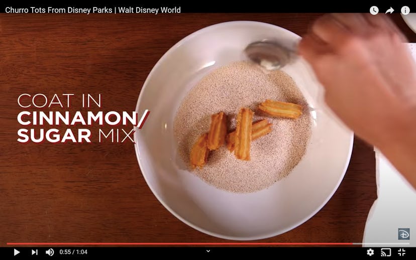 Coat your Disney churro bites in the salt and cinnamon for coating. 