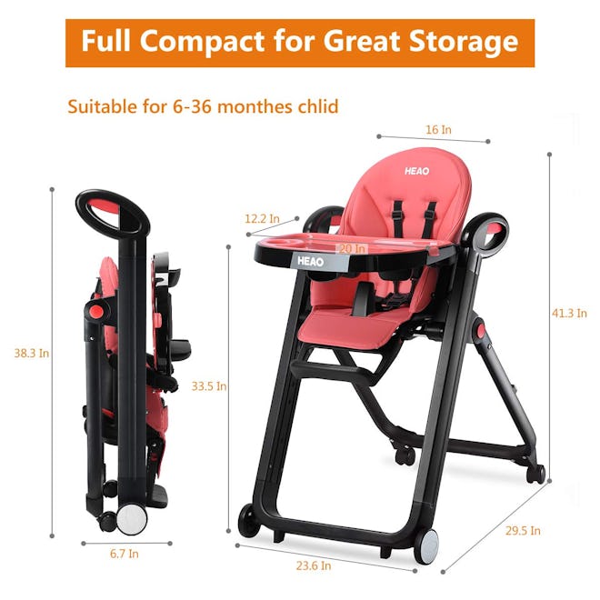 HEAO Foldable High Chair With Wheels