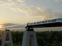 A high speed rail in a glass-like surrounding as the future of transportation