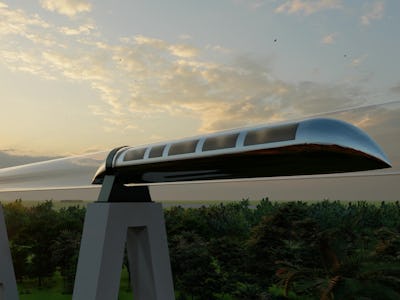 A high speed rail in a glass-like surrounding as the future of transportation