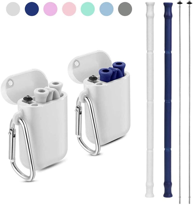 Yoocaa Reusable Silicone Collapsible Straws (2-Pack)