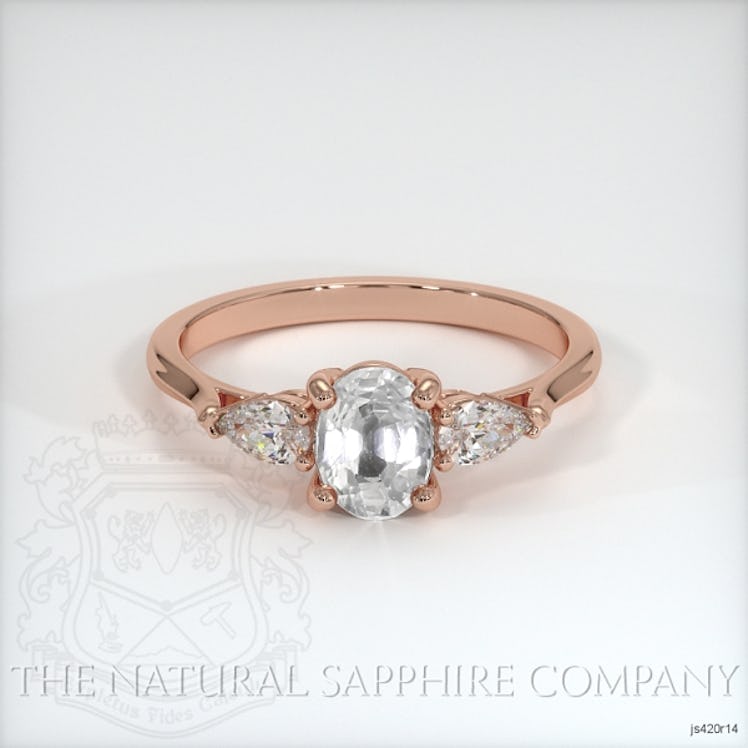 White Sapphire Ring - Oval 1.05 Ct. - 14K Rose Gold
