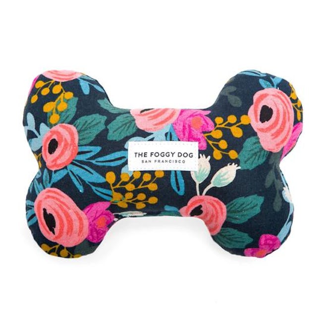 Rosa Floral Navy Dog Squeaky Toy